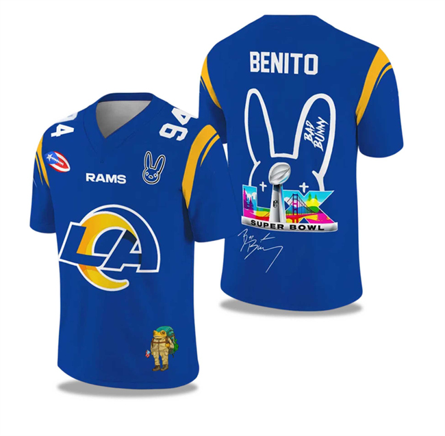 Men's Blue Los Angeles Rams 2025/2026 Bowl LX Print Jersey